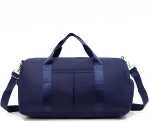 Outdoor Waterproof Nylon Sports Gym Bags Men Women Training Fitness Travel Handbag Yoga Mat Sport Bag with shoes Compartment(Blue)
