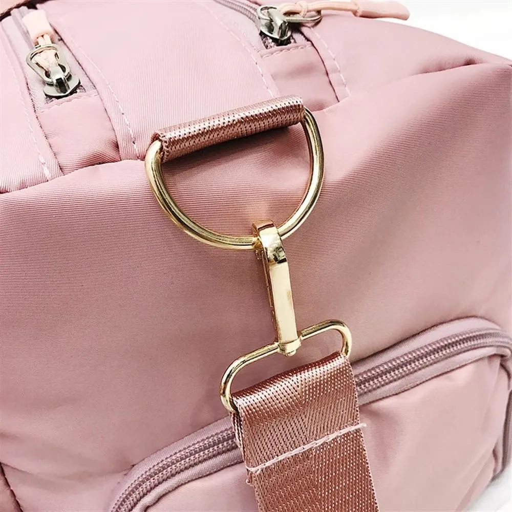 Outdoor Waterproof Nylon Sports Gym Bags Men Women Training Fitness Travel Handbag Yoga Mat Sport Bag with shoes Compartment(Purple)