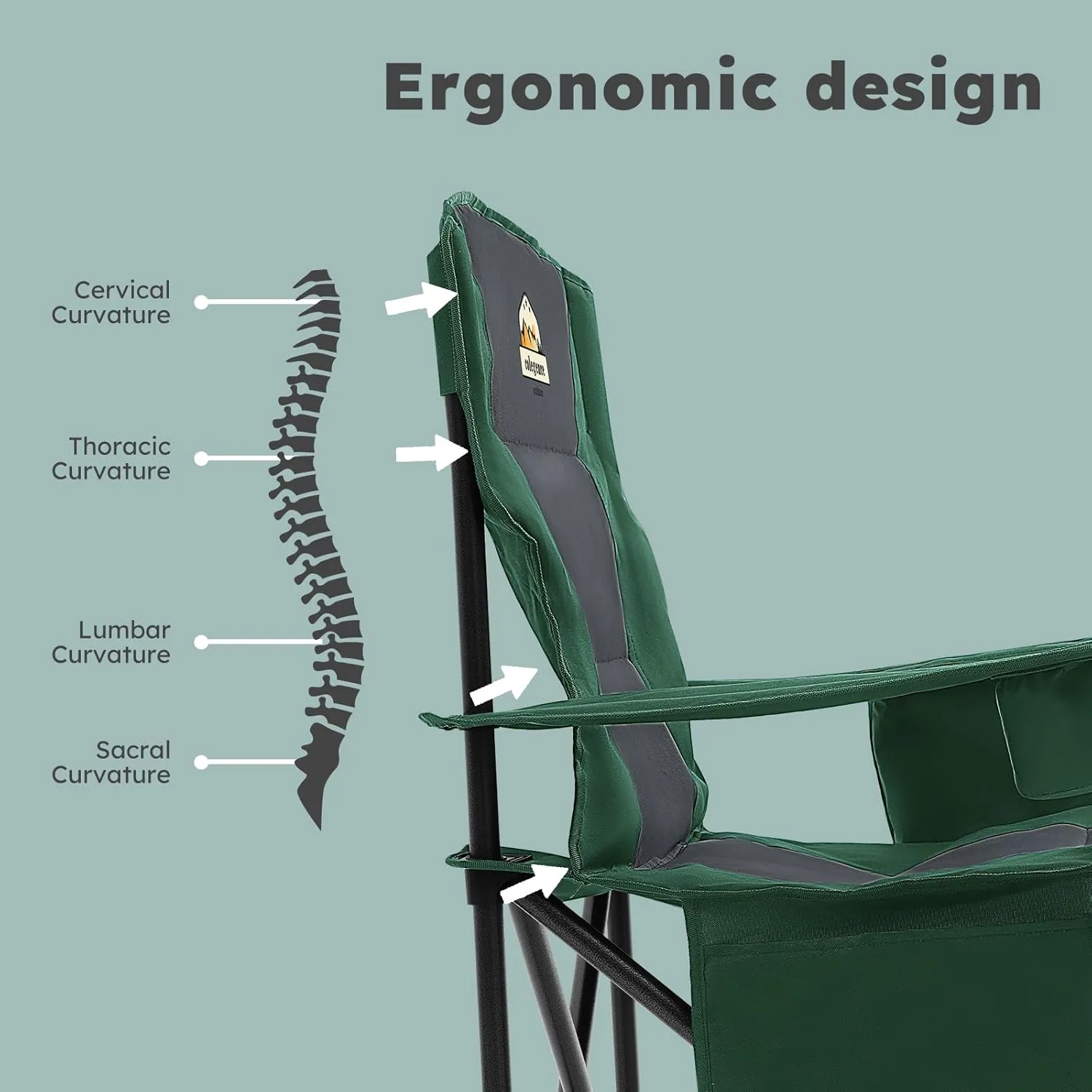 Oversized Camping Chairs 2 Pack - 450lbs Support Heavy Duty Folding Camp Chair Wide Portable Outside Collapsible Chairs with Carry Bag,Cooler,Cup Holder for Outdoor,Lawn,Sports,Baseball,Soccer-Green