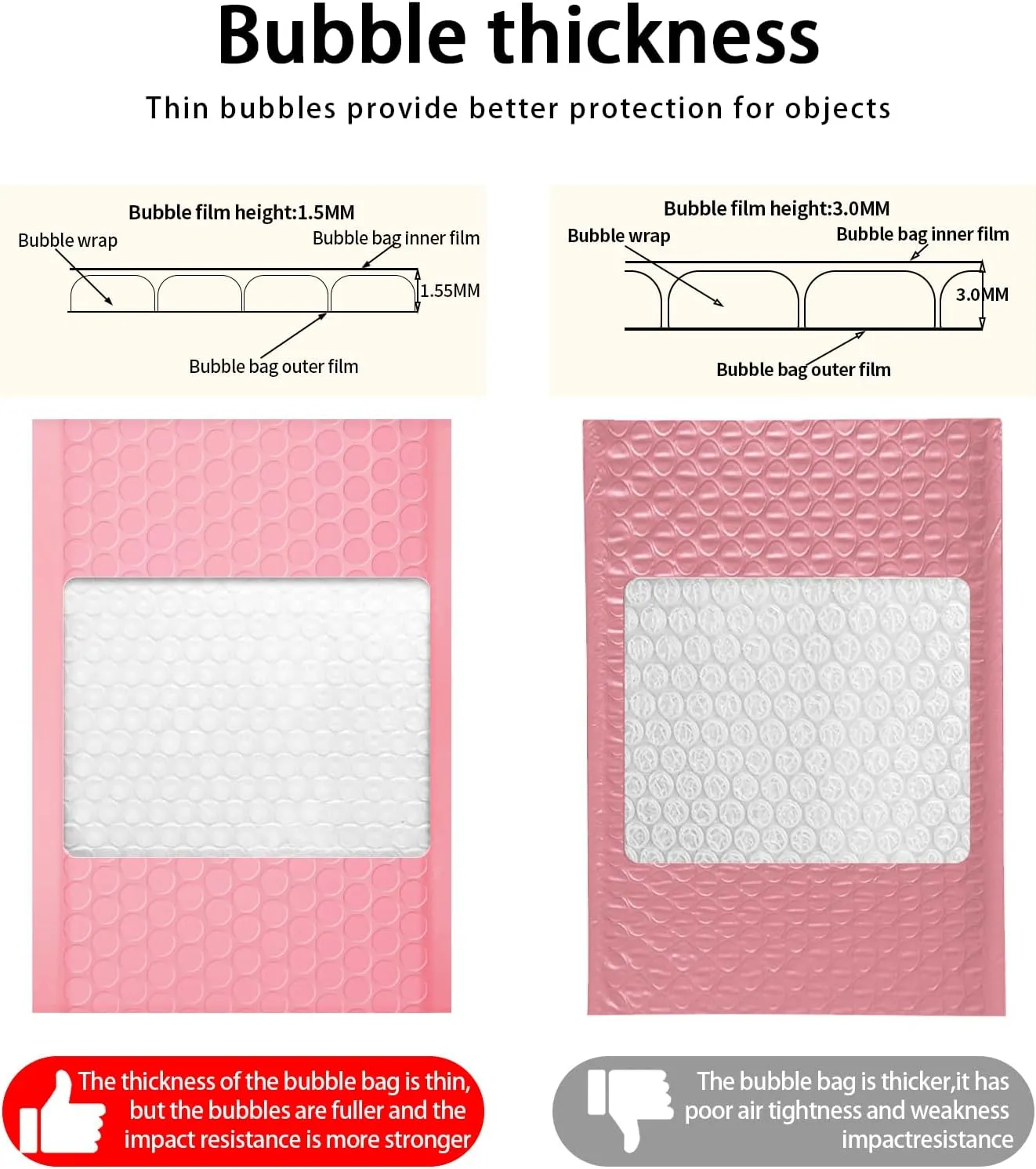 packbabol Bubble Mailers, 6x9 Inch Padded Bubble Mailers Pack of 50 Bubble Envelopes Opaque Self Seal Adhesive Waterproof Bags for Shipping and Packaging (Pink, 6x9-50)