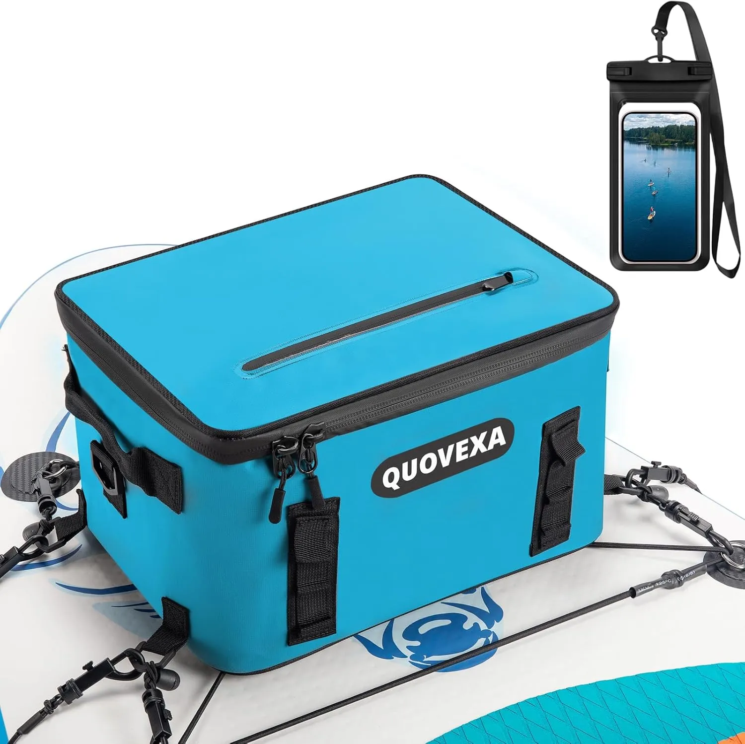 Paddle Board Cooler Bag, Sup Cooler, Coolers Deck Bag with 4 Pockets, Kayak Cooler Fits 30 Cans, Deck Coolers Bag for Paddleboard, Paddle Board Accessories with Phone Pouch