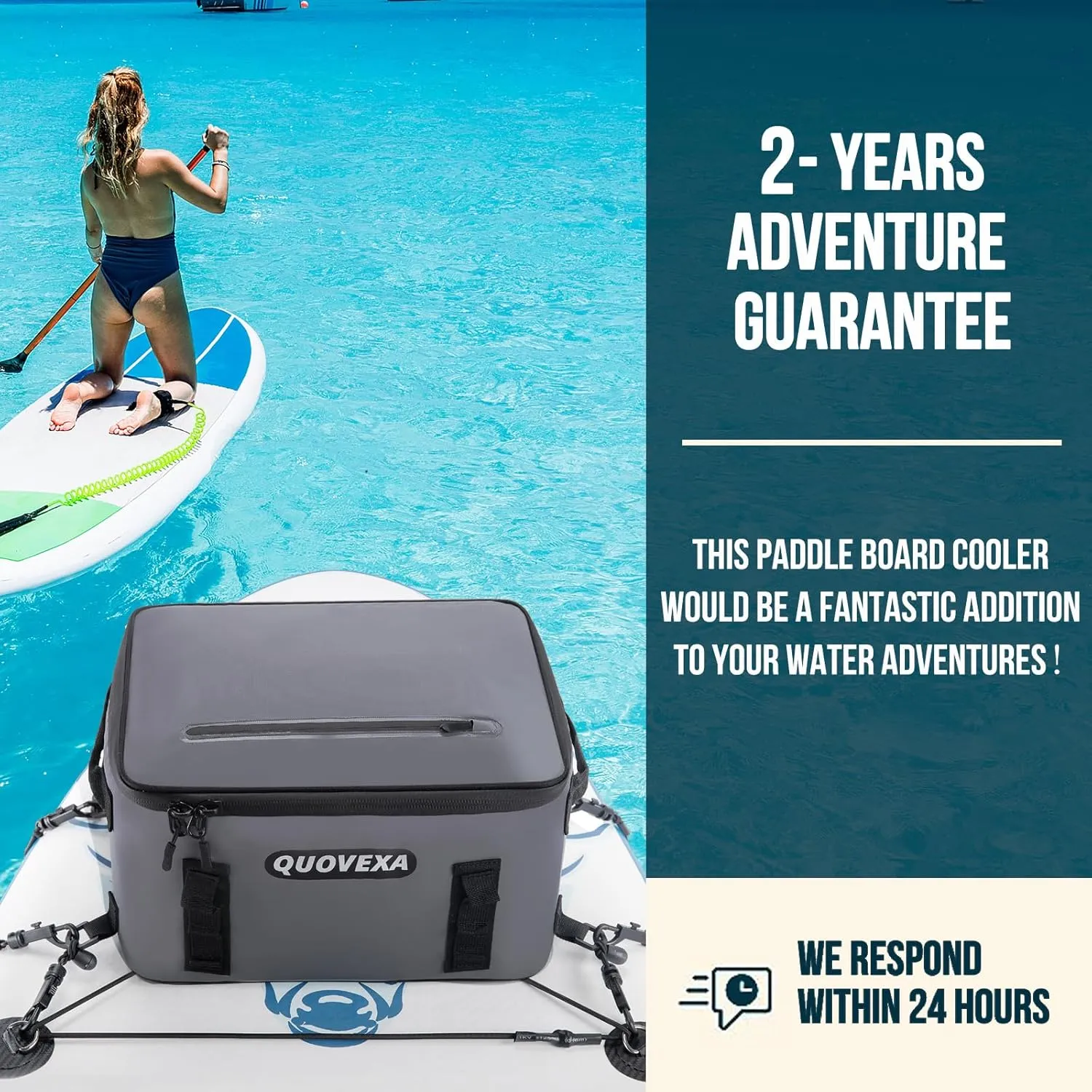 Paddle Board Cooler Bag, Sup Cooler, Coolers Deck Bag with 4 Pockets, Kayak Cooler Fits 30 Cans, Deck Coolers Bag for Paddleboard, Paddle Board Accessories with Phone Pouch
