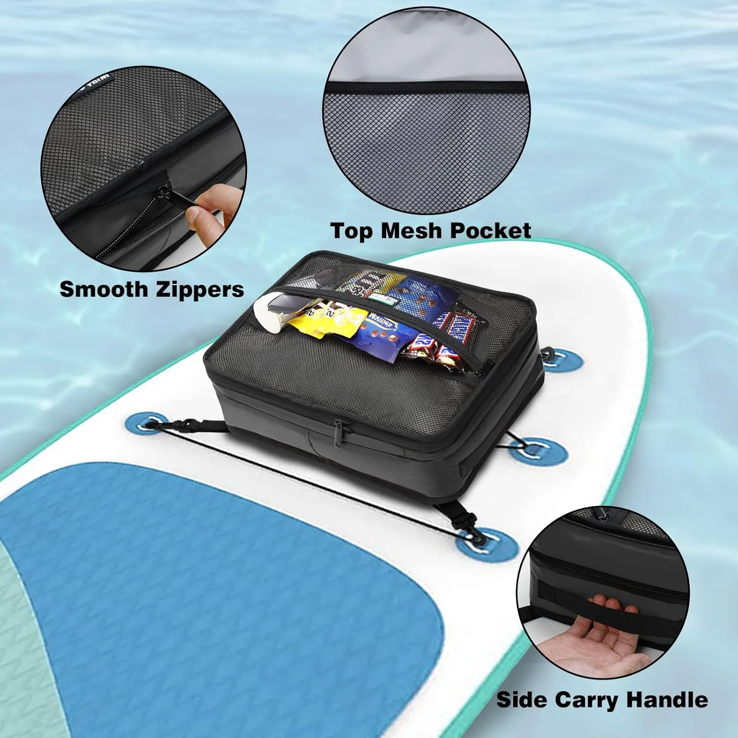 Paddle Board Cooler Bag, Waterproof Surf Sup Deck Cooler Bag Insulated Leakproof 10 Cans, Sup Paddle Board Accessories Bag for Stand Up Paddleboard and Kayak