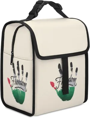 Palestine Freedom Fashion Insulated Cooler Bag Portable Waterproof Lunch Box Adjustable Handbag Meal Tote with Handle