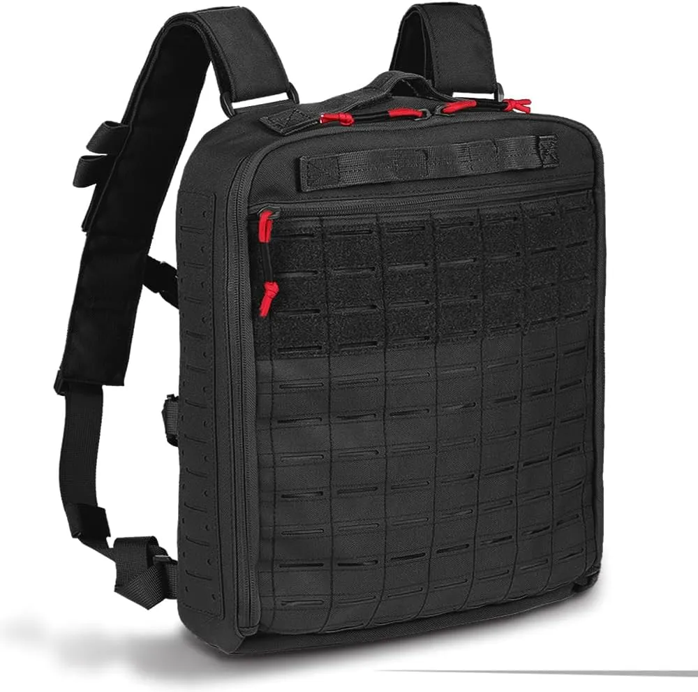 PARAGON Assault Pack, Tactical Hook and Loop Laser Cut Nylon M9 Trauma Medical Supplies Deattachable Organizer Pouches and Removable Panel (Black)