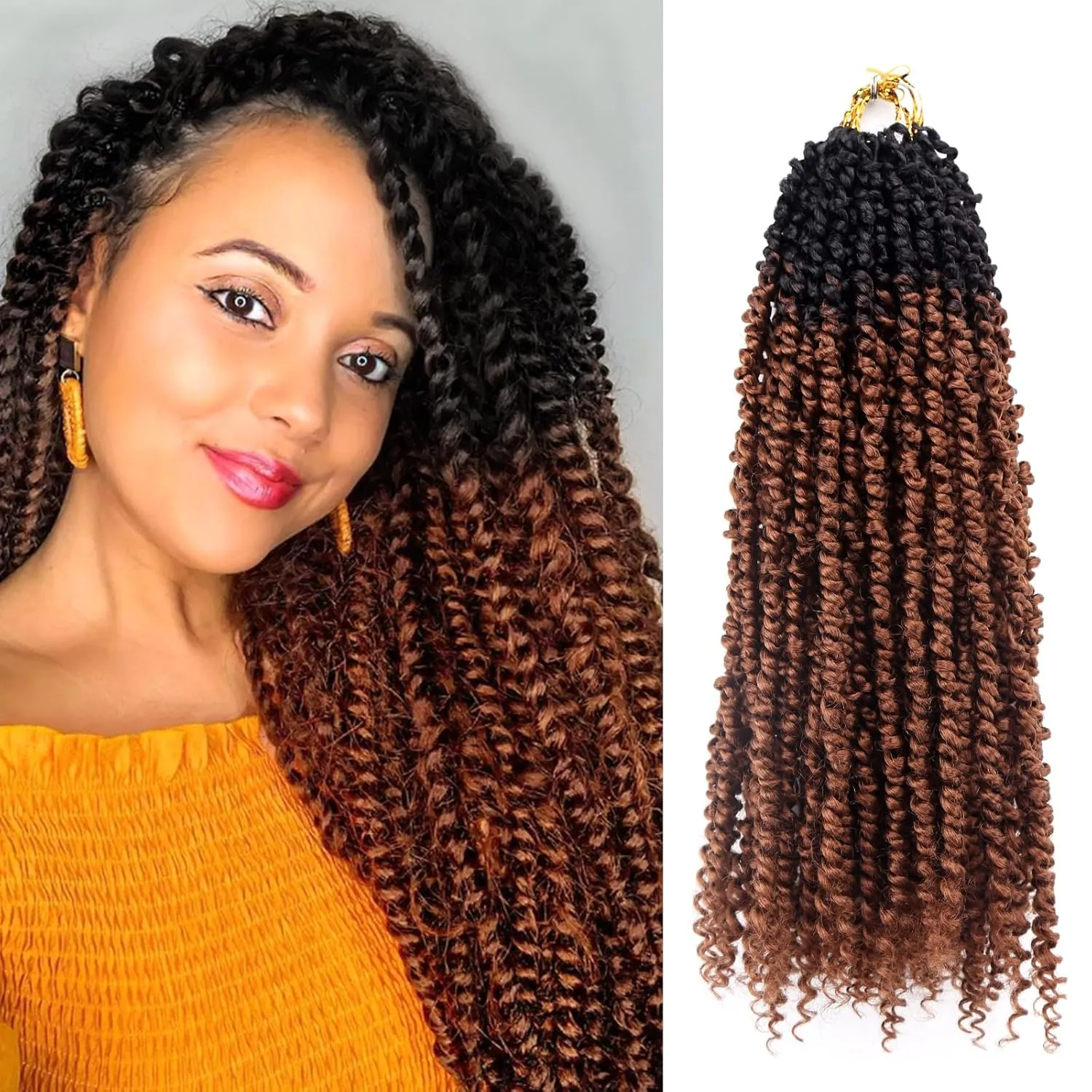 Passion Twist Hair - 18 Inch Passion Twist Crochet Hair For Women 8 Packs Crochet Pretwisted Curly Hair Passion Twists Synthetic Braiding Hair Extensions (18inch (pack of 8), 1B-30)