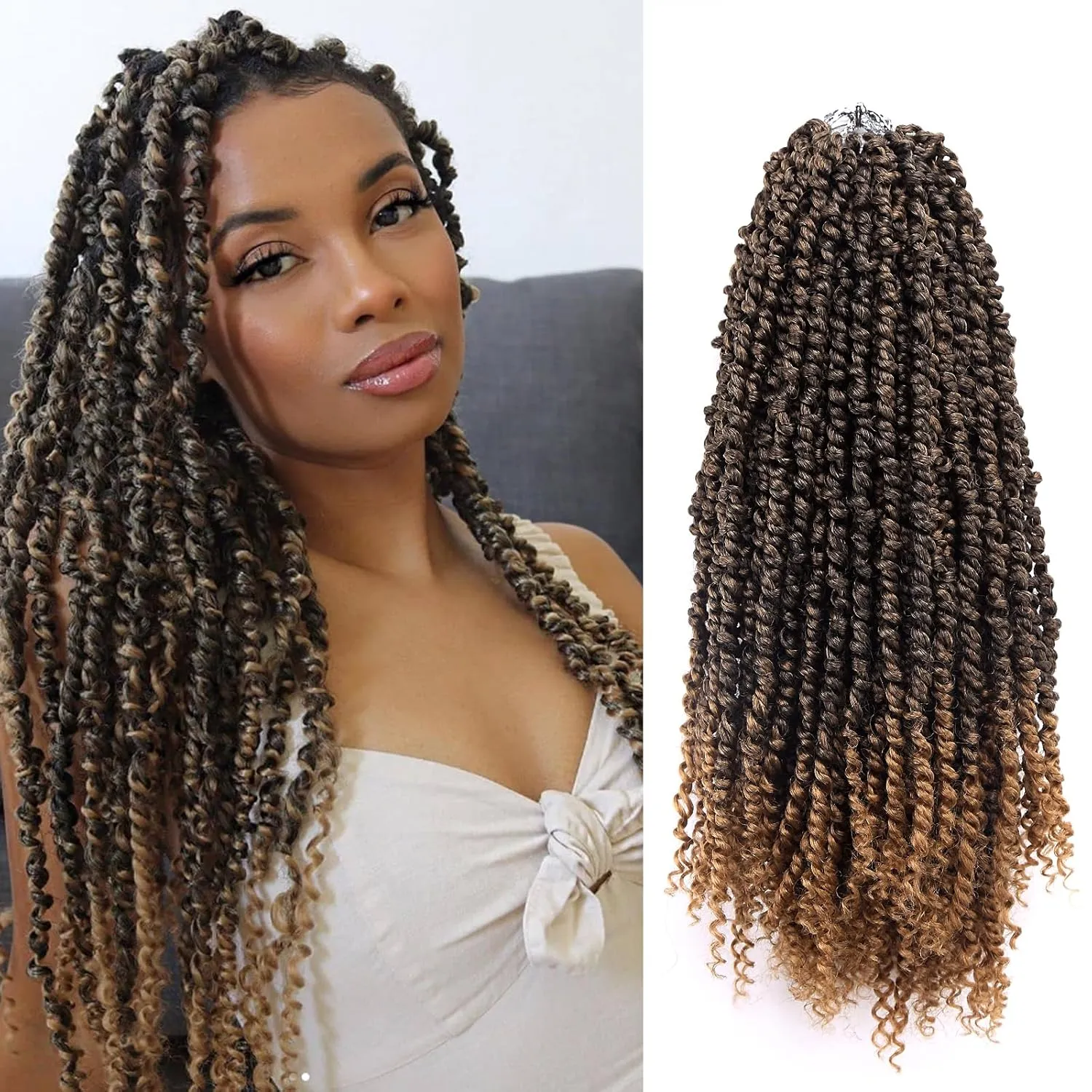 Passion Twist Hair - 18 Inch Passion Twist Crochet Hair For Women 8 Packs Crochet Pretwisted Curly Hair Passion Twists Synthetic Braiding Hair Extensions (18inch (pack of 8), T27)