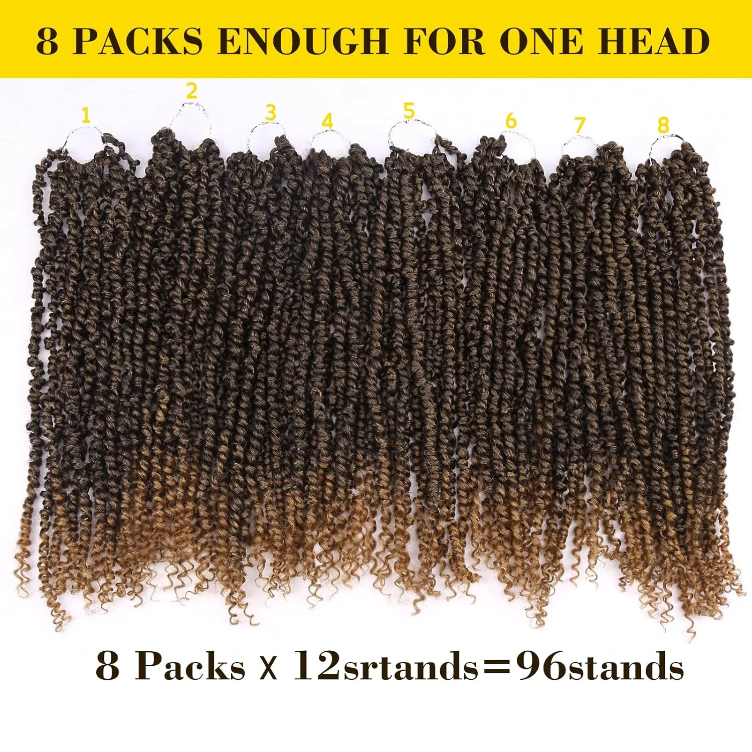 Passion Twist Hair - 18 Inch Passion Twist Crochet Hair For Women 8 Packs Crochet Pretwisted Curly Hair Passion Twists Synthetic Braiding Hair Extensions (18inch (pack of 8), T27)