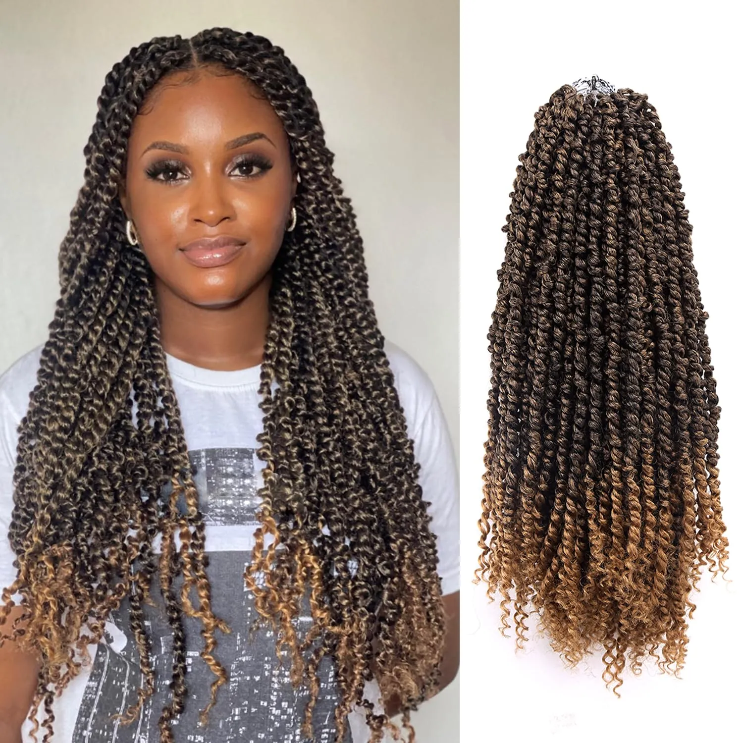 Passion Twist Hair - 18 Inch Passion Twist Crochet Hair For Women 8 Packs Crochet Pretwisted Curly Hair Passion Twists Synthetic Braiding Hair Extensions (18inch (pack of 8), T27)