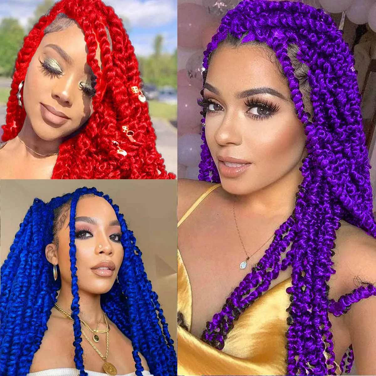 Passion Twist Hair 18Inch 6Packs Passion Twist Crochet Hair Water Wave Crochet Hair for Black Women (18 Inch (Pack of 6), Red) …