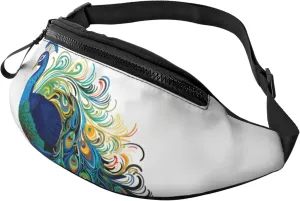 Peacock pattern Fanny Pack for Man Women Waist Bag Adjustable Belt Casual Chest Bag Bum Bags for Travel Sports Running Hiking Waist Packs