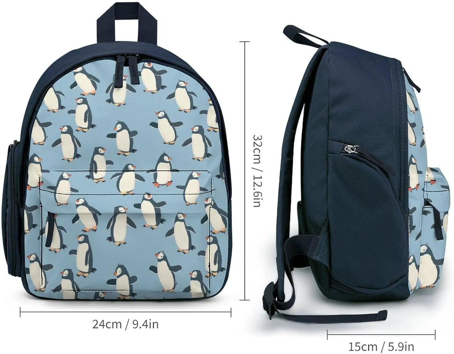 Penguin Atlantic Backpack Cute Mini Laptop Bag Travel Daypacks Adjustable Shoulder Strap Blue-style