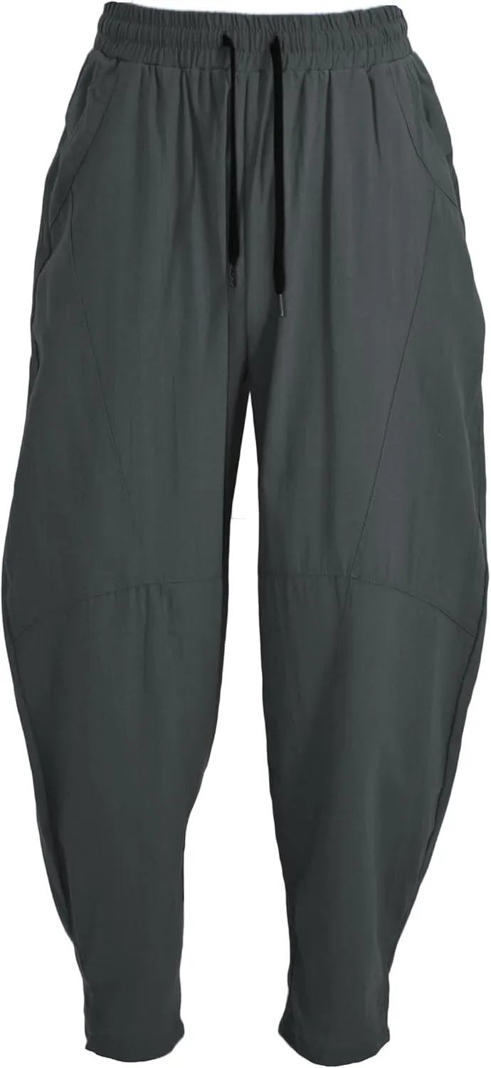 perdontoo Men's Linen Cotton Loose Fit Casual Lightweight Elastic Waist Summer Beach Pants