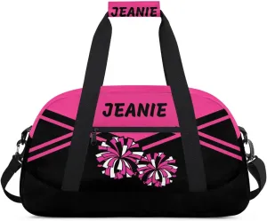 Personalize Cheer Bags for Girls Kids Cheerleaders with Custom Name Dancing Sport Gym Perform Training Duffel Bags for Overnight Weekender Travel Pink Black 1