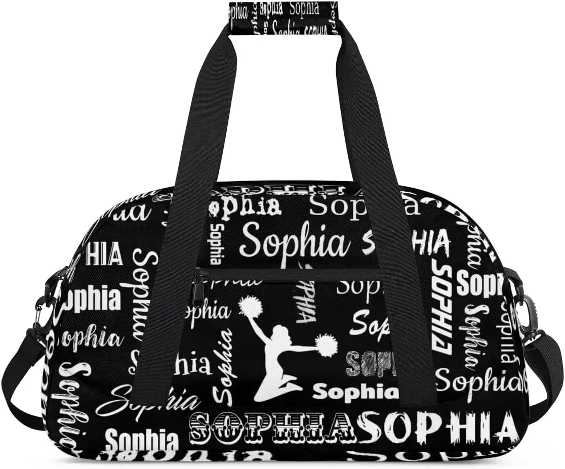Personalized Cheer Bag Name Custom Sport Duffel Bag Dance Bag, Overnight Weekender Bags Cheerleader Personalized Gymnastics Bag Cheerleading Gifts, Black