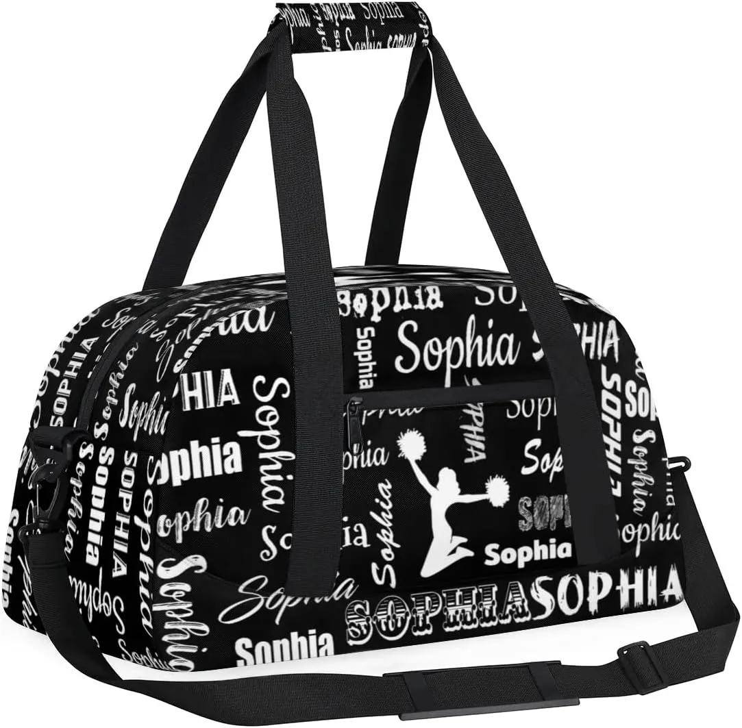 Personalized Cheer Bag Name Custom Sport Duffel Bag Dance Bag, Overnight Weekender Bags Cheerleader Personalized Gymnastics Bag Cheerleading Gifts, Black