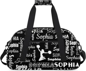 Personalized Cheer Bag Name Custom Sport Duffel Bag Dance Bag, Overnight Weekender Bags Cheerleader Personalized Gymnastics Bag Cheerleading Gifts, Black