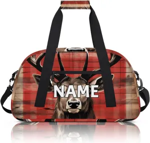 Personalized Custom Gym Bag for Women Men Carry on Animal Elk Travel Duffel Tote Nature Retro Overnight Workout Weekender Bag