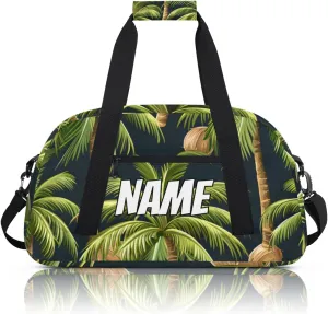 Personalized Custom Gym Bag for Women Men Carry on Coconut Trees Travel Duffel Tote Tropical Plant Overnight Workout Weekender Bag
