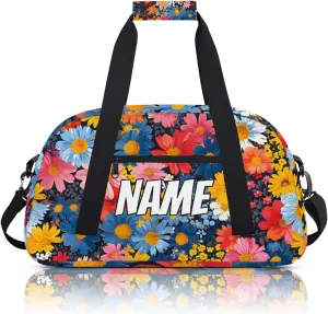 Personalized Custom Gym Bag for Women Men Carry on Colorful Floral Travel Duffel Tote Vintage Retro Overnight Workout Weekender Bag