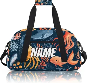 Personalized Custom Gym Bag for Women Men Carry on Deep Sea Travel Duffel Tote Underwater World Overnight Workout Weekender Bag