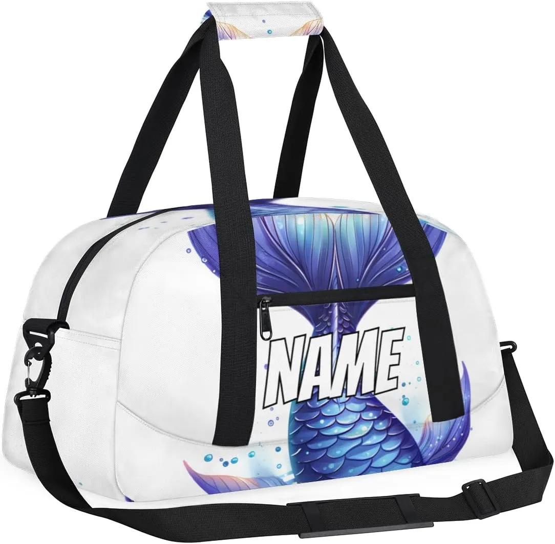 Personalized Custom Gym Bag for Women Men Carry on Fantasy Tail Travel Duffel Tote Watercolor Art Overnight Workout Weekender Bag