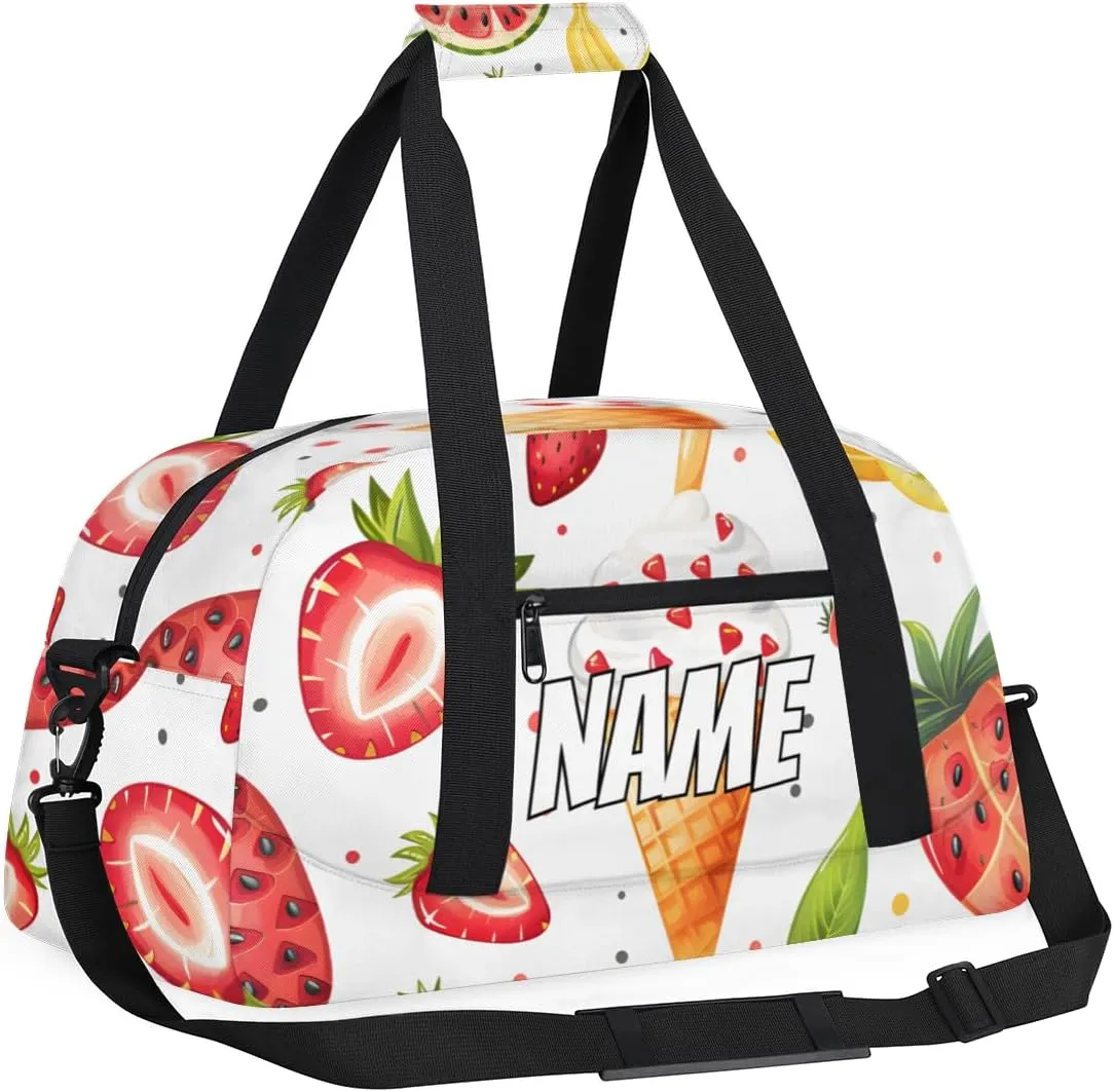 Personalized Custom Gym Bag for Women Men Carry on Various Fruits Travel Duffel Tote Sweet Summer Overnight Workout Weekender Bag