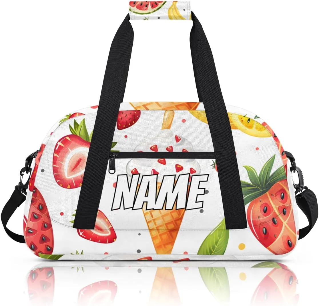 Personalized Custom Gym Bag for Women Men Carry on Various Fruits Travel Duffel Tote Sweet Summer Overnight Workout Weekender Bag