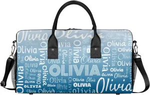 Personalized Name Sport Duffel Bags, Custom Dance Gym Duffel Bag for Women Men, Customized Gymnastics Ballet Bag Overnight Weekender Bag, Blue Gradient