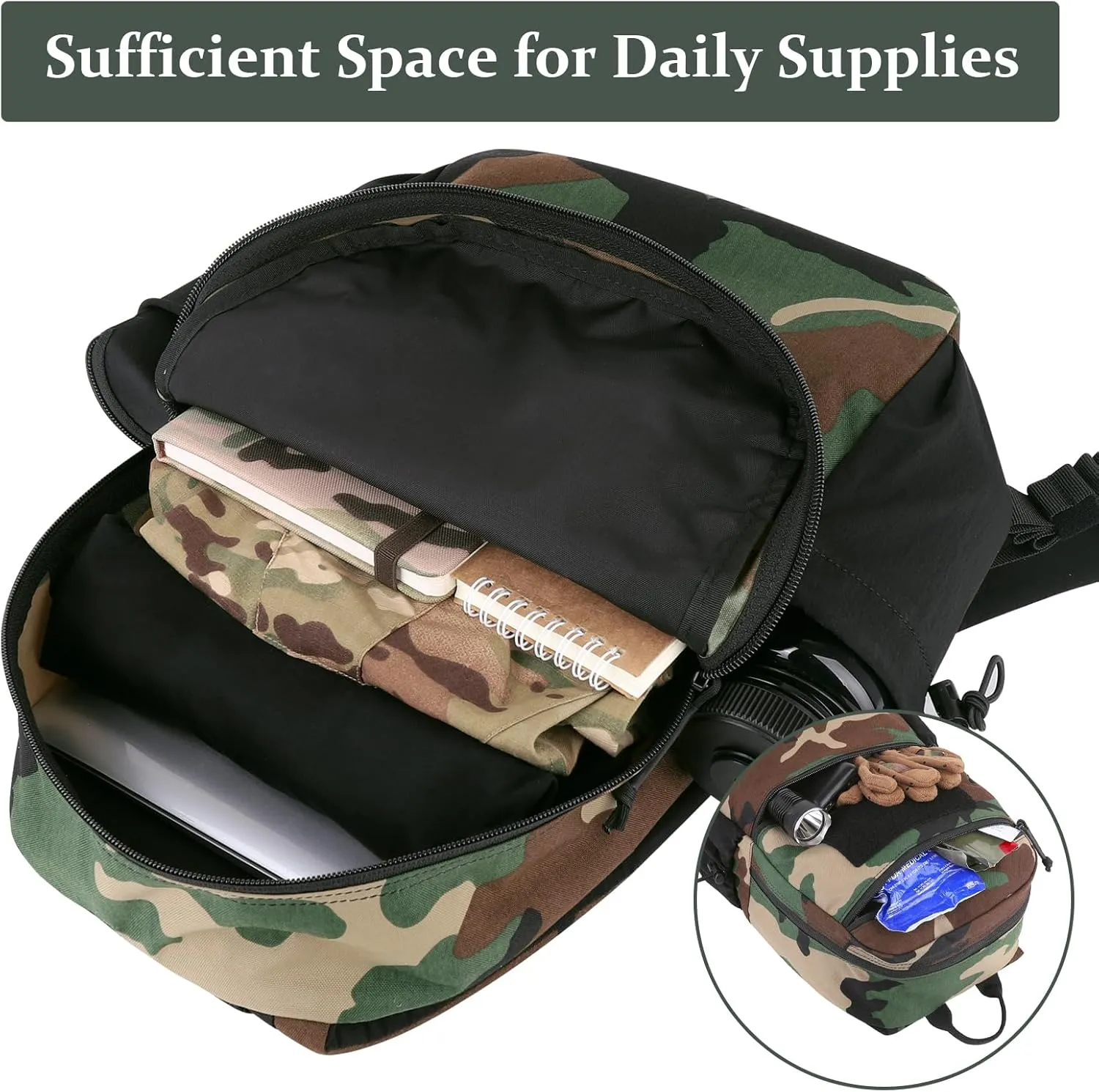 PETAC GEAR 14L Daypack Outdoor EDC Backpack Lightweight Tactical Range Pack Travel Hiking waterproof Daypacks (WL)