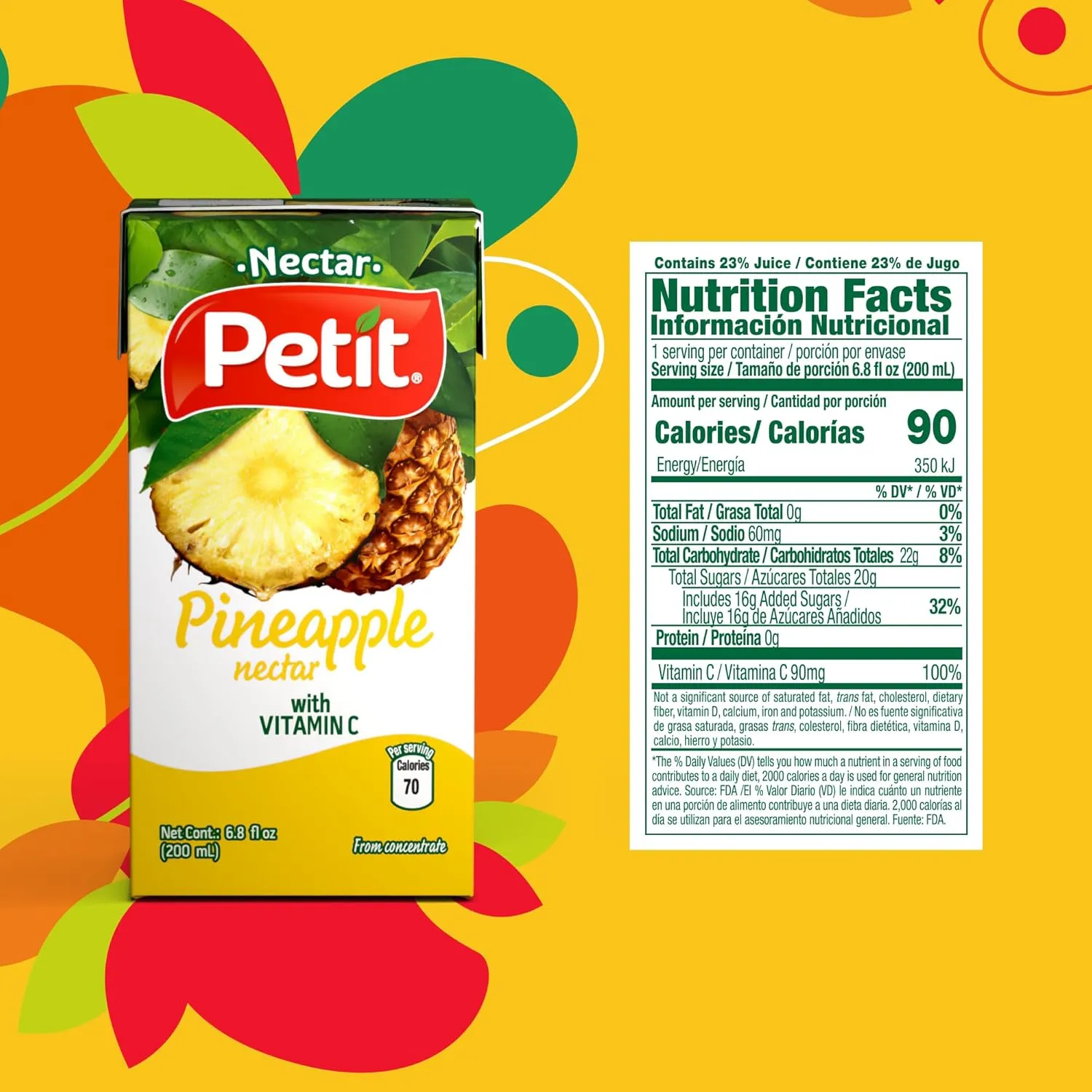 Petit Pineapple Nectar, 200 ml (Pack of 24) – Refreshing Tropical Fruit Beverage