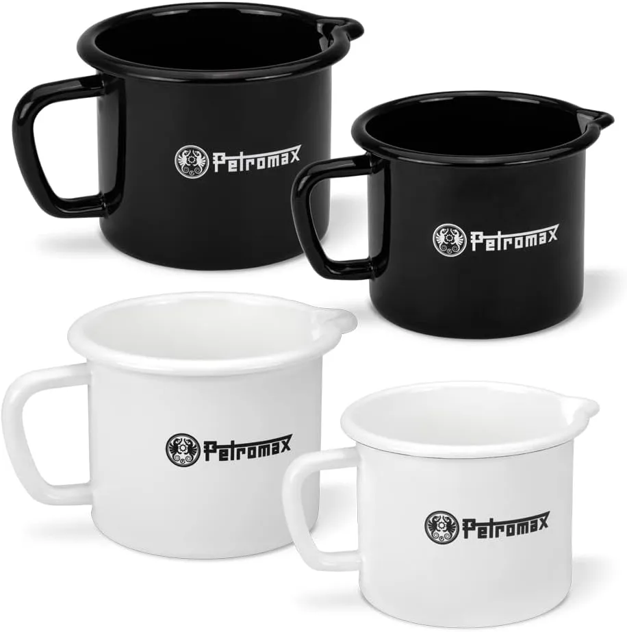 Petromax Warming Pot with Spout, Enameled Steel Saucepan for Heating Milk, Soup, Butter Over Stove or Campfire