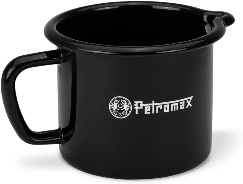 Petromax Warming Pot with Spout, Enameled Steel Saucepan for Heating Milk, Soup, Butter Over Stove or Campfire