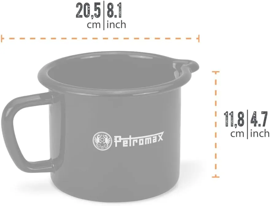 Petromax Warming Pot with Spout, Enameled Steel Saucepan for Heating Milk, Soup, Butter Over Stove or Campfire