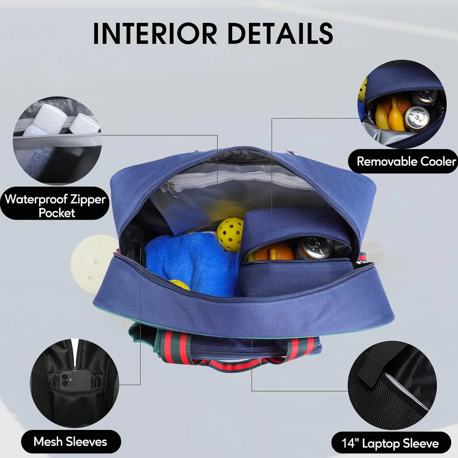 Pickleball Bags for Women&Man | Pickleball Bags with Insulated Drink Cooler Bag Fence Hooks | Pickleball Gift