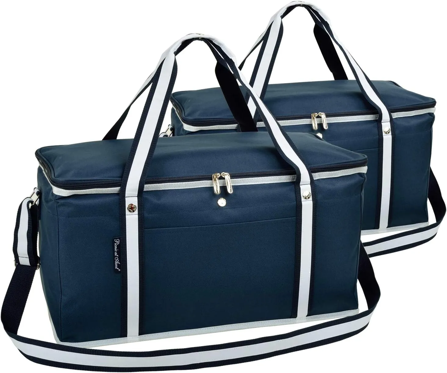 Picnic at Ascot 64 Can Capacity Semi Rigid Collapsible Leakproof Cooler - Designed & Quality Approved in The USA -Navy 2 Pack