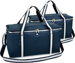 Picnic at Ascot 64 Can Capacity Semi Rigid Collapsible Leakproof Cooler - Designed & Quality Approved in The USA -Navy 2 Pack
