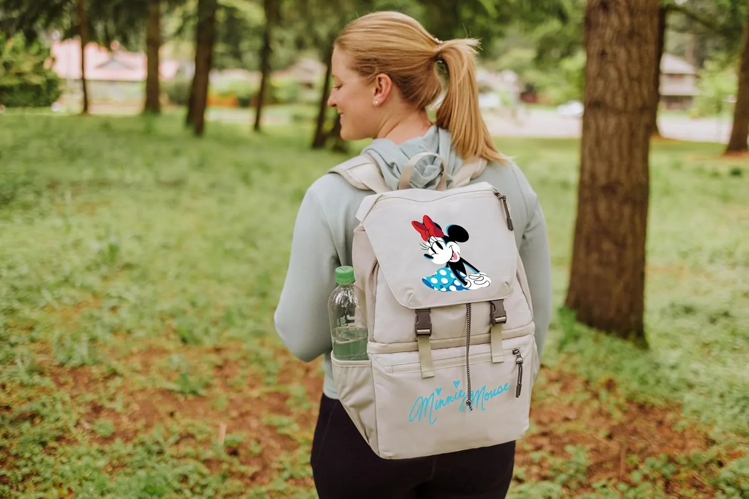 PICNIC TIME Disney Minnie Mouse Tarana Backpack Cooler made with Recycled Material, Soft Cooler Backpack, Cooler Bag, (Halo Gray)