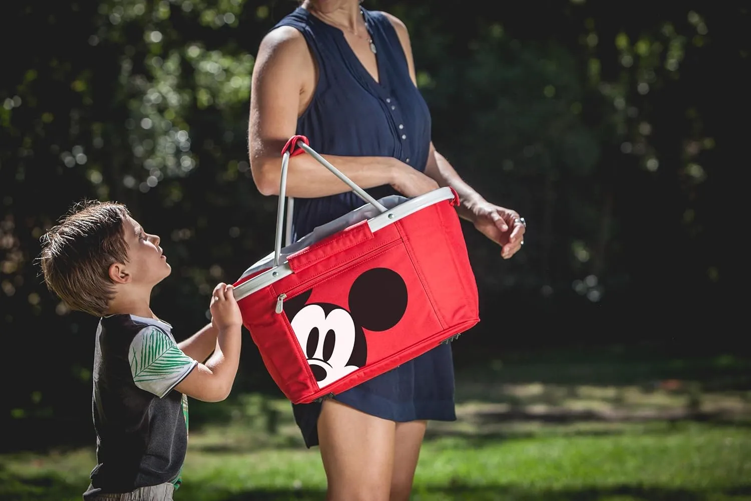 PICNIC TIME Metro Shopping Basket, Insulated Picnic Basket, Collapsible Market Basket, Utility Tote Cooler Bag