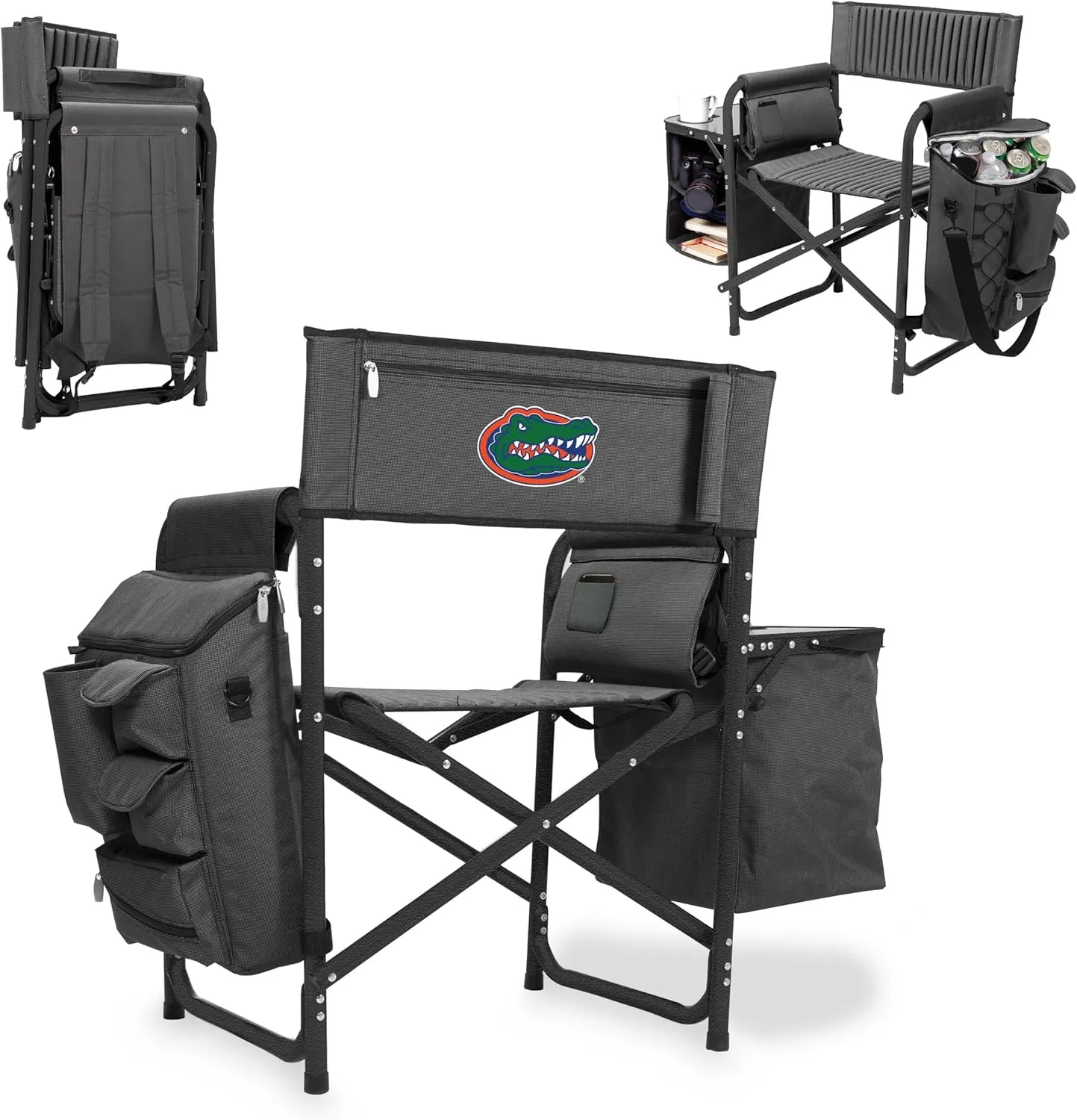 PICNIC TIME NCAA Florida Gators Fusion Camping Chair with Side Table and Soft Cooler - Beach Chair for Adults - Lawn Chair