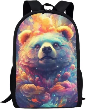 PinUp Angel Cool Bear School Backpack For Boys Girls 16 Inch Animal School Bag Rucksack Backpack 16 Inch Large Capacity School Bags Rucksack