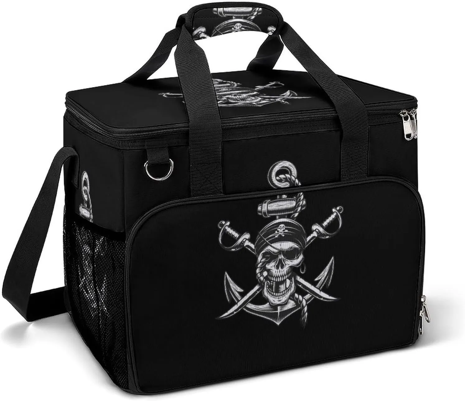 Pirate Skull Swords Backpack Camping Cooler Leak Insulated Waterproof Portable Cooler Bag with Handle Shoulder Strap