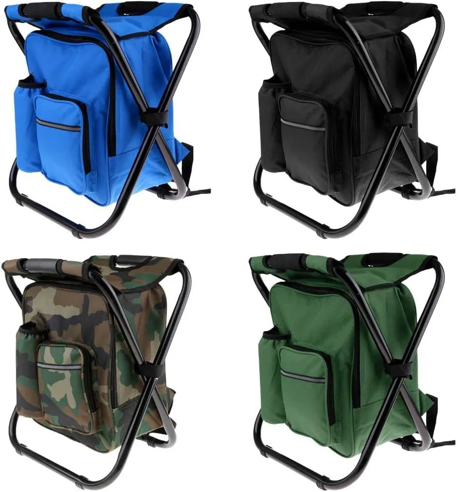 pistro Fishing Folding Stool Chair with Insulated Cooler Backpack