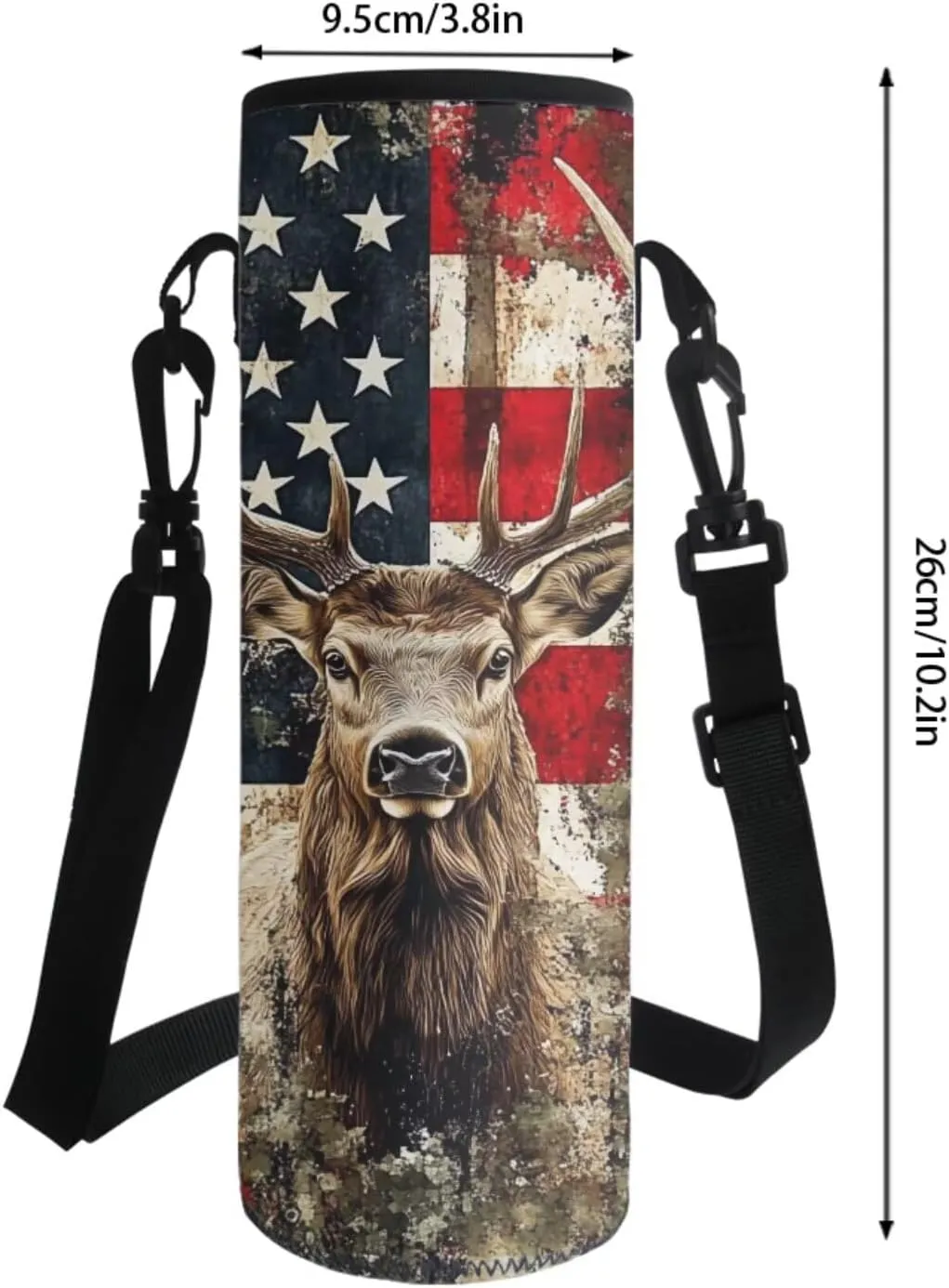 Poceacles 4 PCS Kids Backpack and Lunch Bag Set, Girls Boys Fashion Rucksacks Pencil Case, Lunch Bag, Bottle Pouch, Children's School Supplies Accessories, American Flag Deer Print
