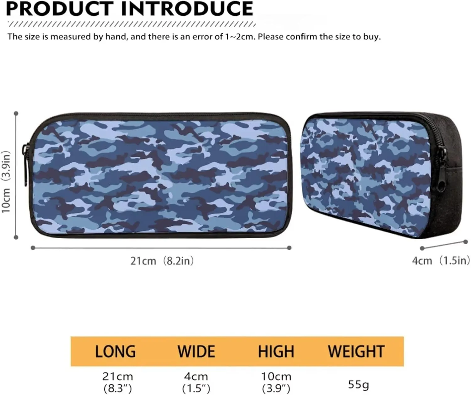 Poceacles Children’s School Backpack Set of 4 Contains Multicolour Backpack Lunch Box Bag Pencil Case Water Bottle Carrier with Adjustable Shoulder Straps for Primary Junior Middle School, Blue Camo