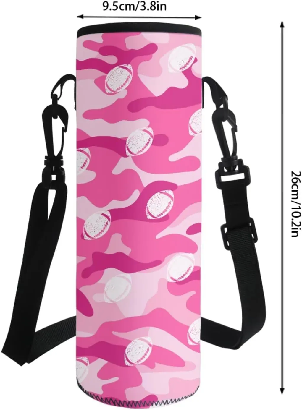 Poceacles Personalized Backpack and Lunch Bag Set for School, 4 Piece Set with Bookbag Lunchbag Pencil Case Bottle Sleeve, Back to School Essential, with Name and Number, Pink Camo American Football