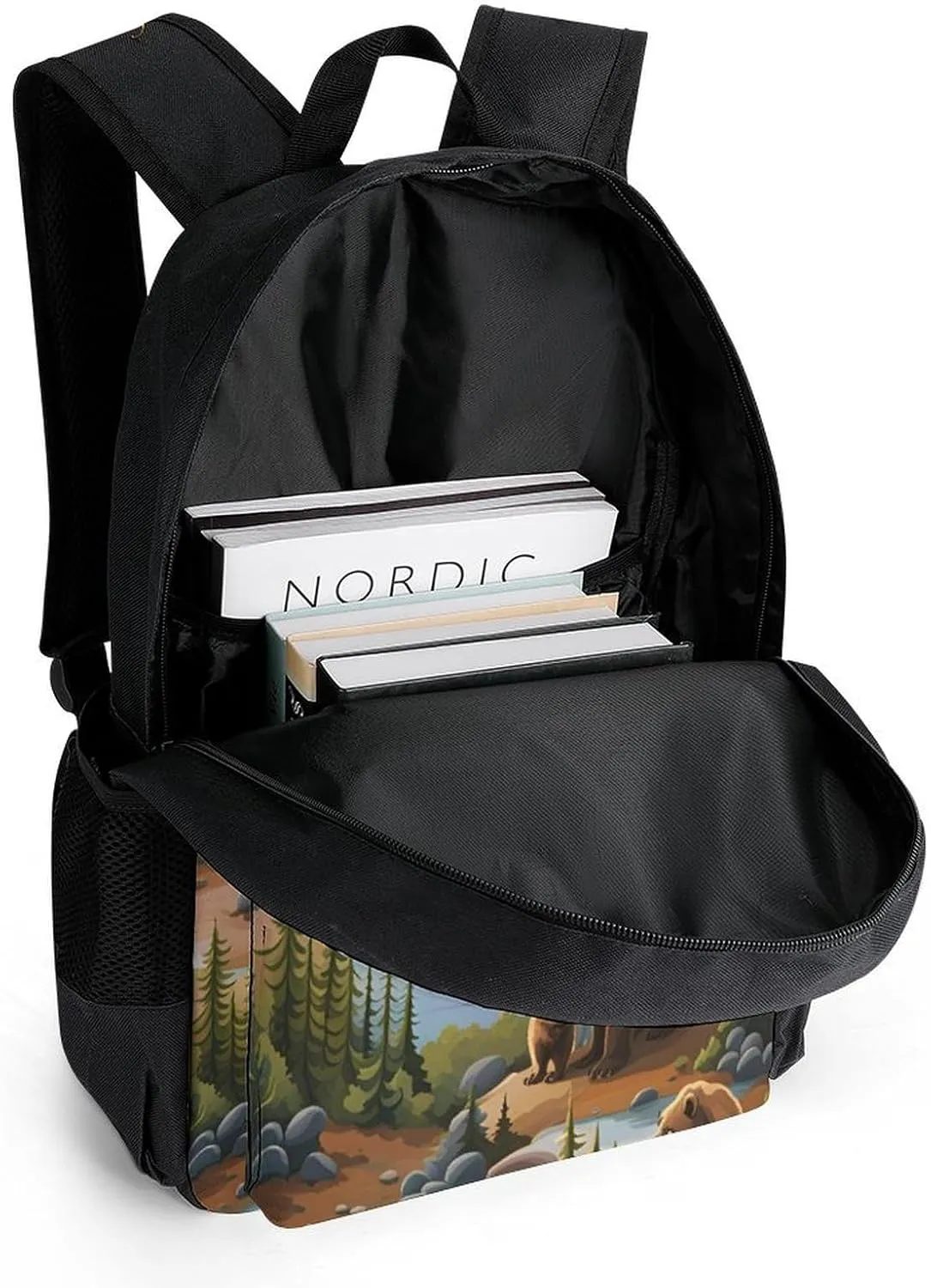 Polyester Daypack for Hiking Work Running - Big Capacity Anti-Theft Multipurpose Shoulder Bag, Bears Lovers Pattern Travel and Sport Backpack Rucksack