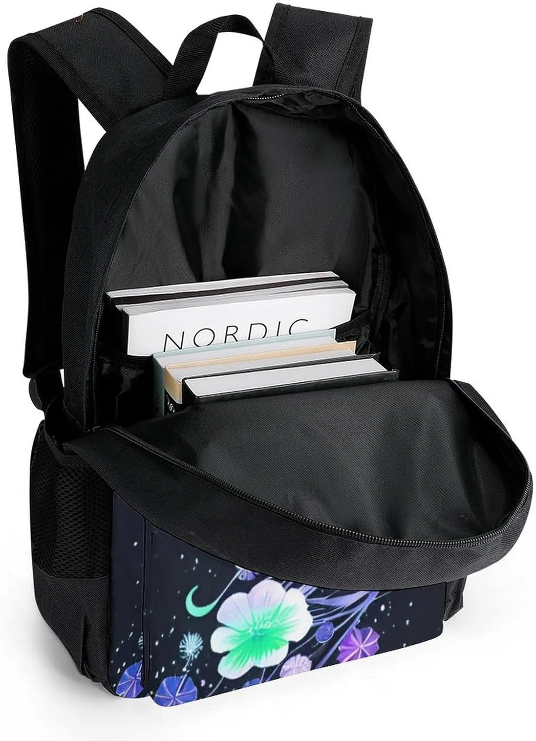 Polyester Daypack for Hiking Work Running - Big Capacity Anti-Theft Multipurpose Shoulder Bag, Magic Flowers Ocean The Jellyfish Pattern Travel and Sport Backpack Rucksack