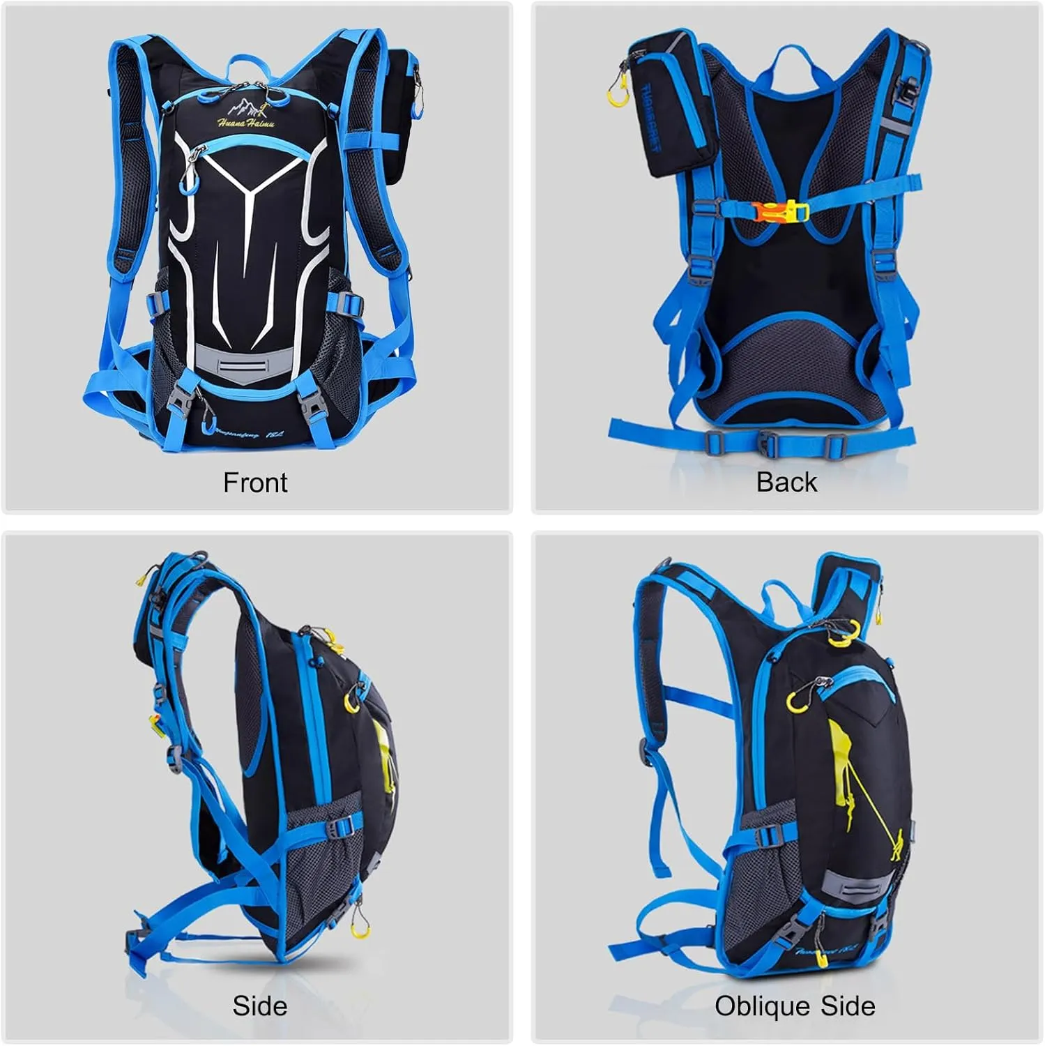 PORRASSO Hiking Backpack 19L Rucksack Breathable Daypack Lightweight Backpack Hydration Pack for Women Men Camping Trekking Cycling Climbing Outdoor Sports Blue