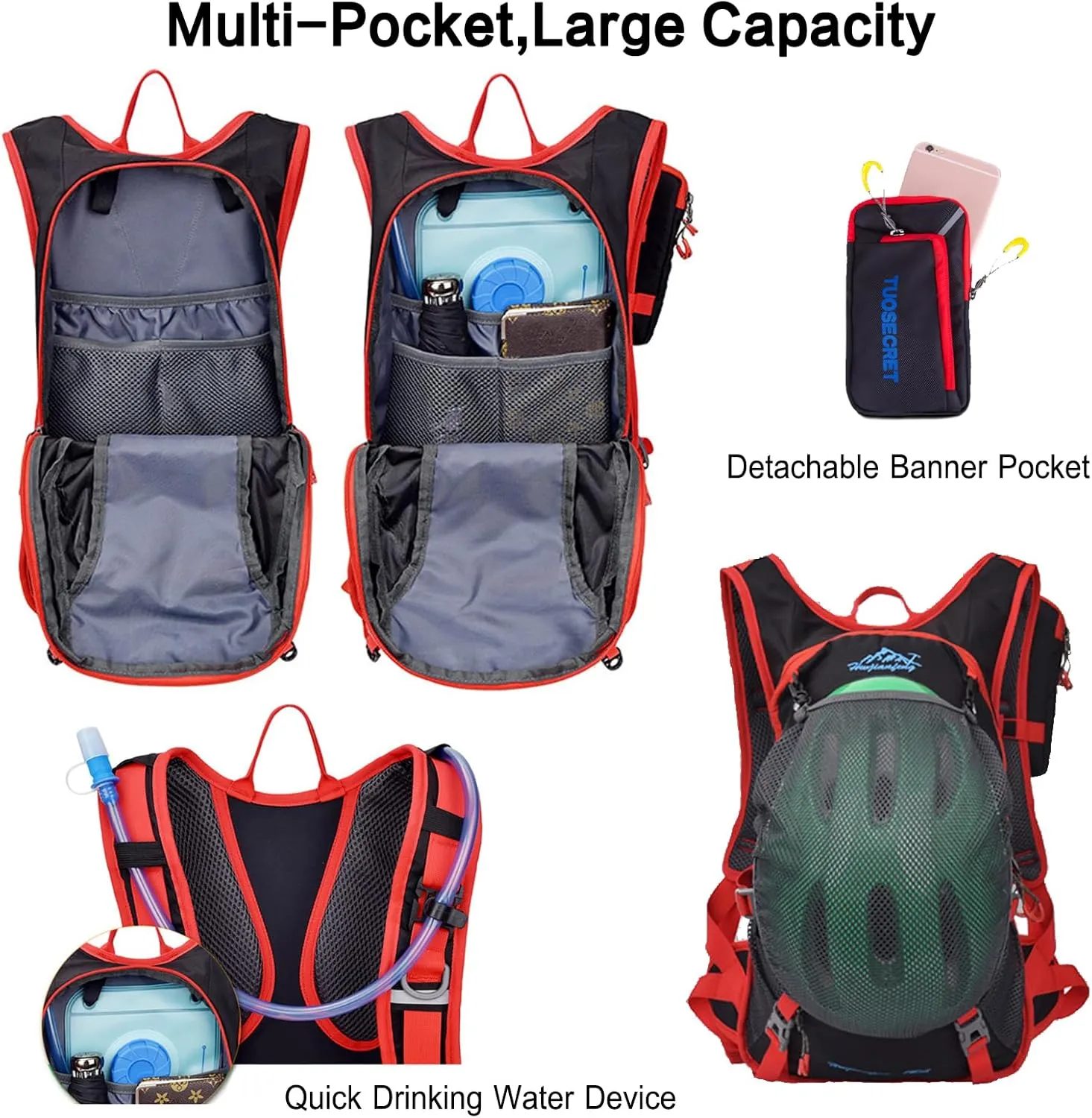 PORRASSO Hiking Backpack 19L Rucksack Breathable Daypack Lightweight Backpack Hydration Pack for Women Men Camping Trekking Cycling Climbing Outdoor Sports Blue